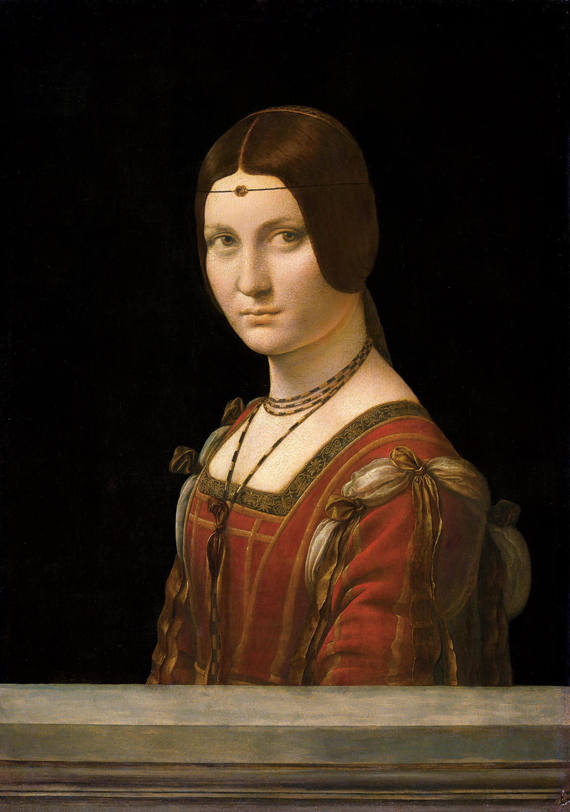 レオナルド・ダ・ヴィンチ　《女性の肖像》、誤って付された別称《美しきフェロニエール》
1490‒1497年頃　© GrandPalaisRmn (musée du Louvre) / Michel Urtado